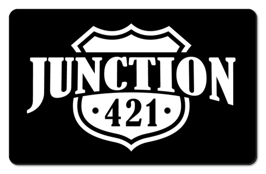 Junction 421 logo over black background